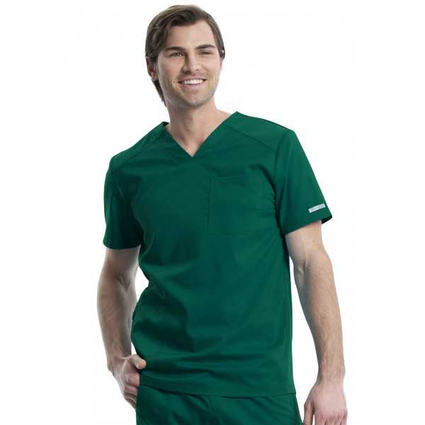 Blouse médicale Homme Col V, Cherokee, Collection "Revolution" (WWE603) vert chirurgien face
