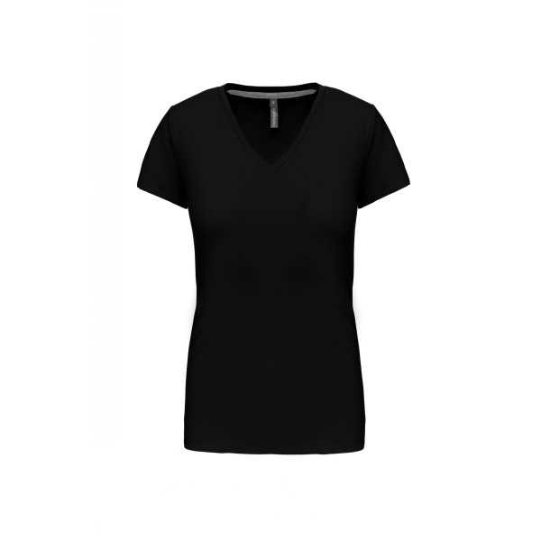 T-shirt Femme Col V KARIBAN (K381) Noir de face 