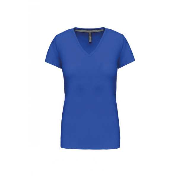 T-shirt Femme Col V KARIBAN (K381) Bleu royal de face 