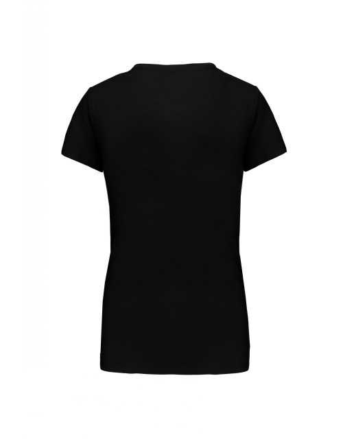T-shirt Femme Col V KARIBAN (K381) Noir de dos 
