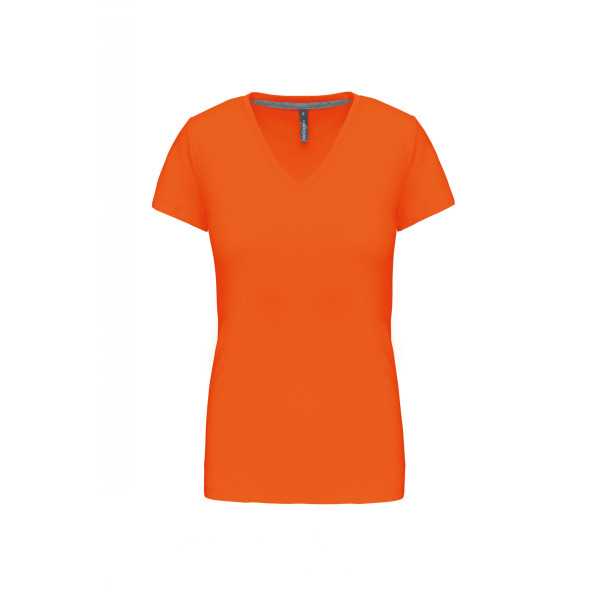 T-shirt Femme Col V KARIBAN (K381) Orange de face 