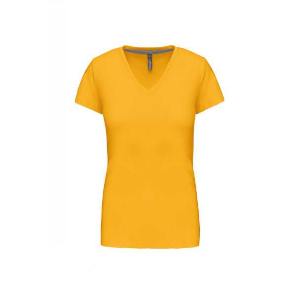 T-shirt Femme Col V KARIBAN (K381) jaune de face 