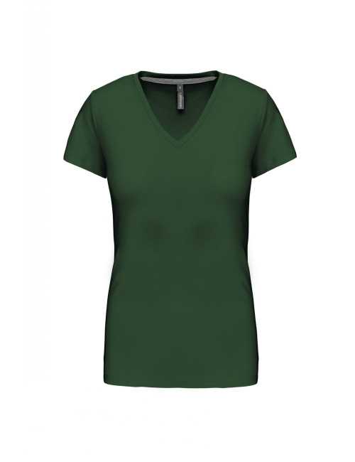 T-shirt Femme Col V KARIBAN (K381) vert chirurgien de face