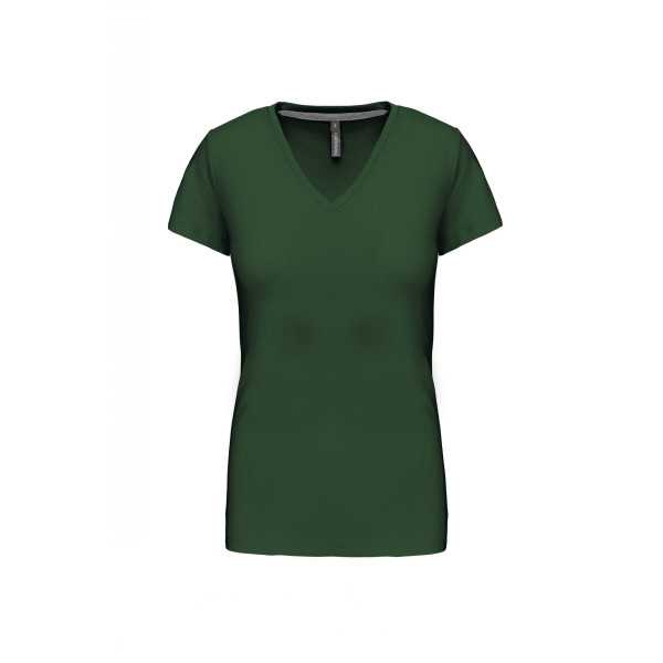 T-shirt Femme Col V KARIBAN (K381) vert chirurgien de face