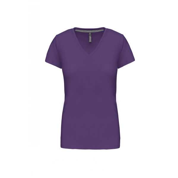 T-shirt Femme Col V KARIBAN (K381) Violet de face 