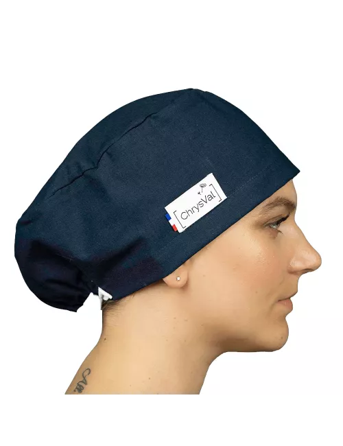 Calot médical long "Bleu nuit" 100% coton CHRYSVAL (211) femme