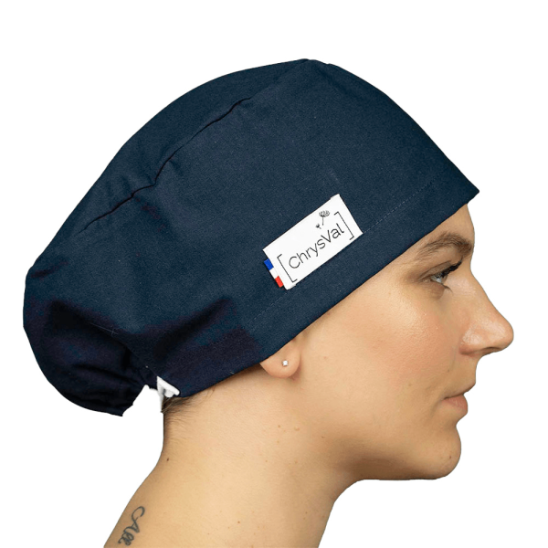 Calot médical long "Bleu nuit" 100% coton CHRYSVAL (211) femme