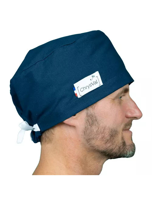 Calot médical long "Bleu nuit" 100% coton CHRYSVAL (211) femme