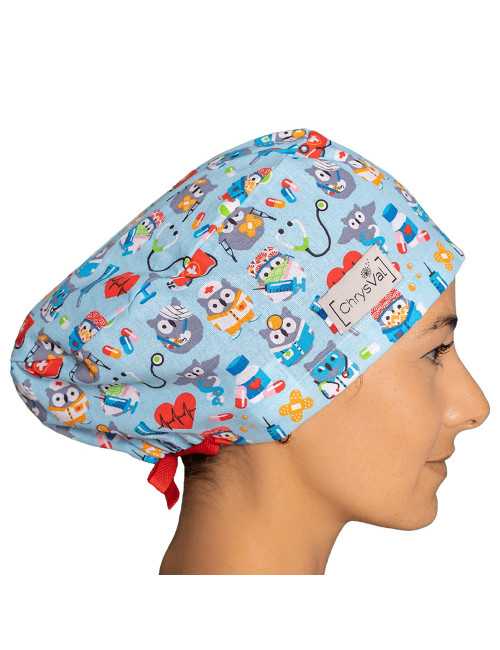Calot médical court "Docteur Chouette" 100% coton CHRYSVAL (211-628) femme