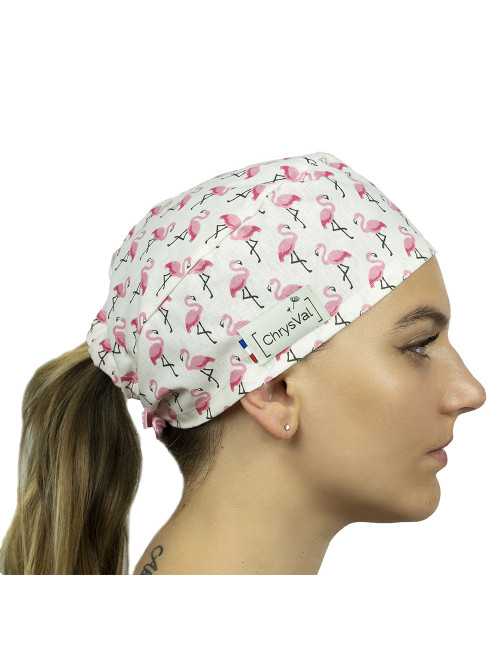 Medical Cap pink flamingos 100% coton Chrysval (211-215)