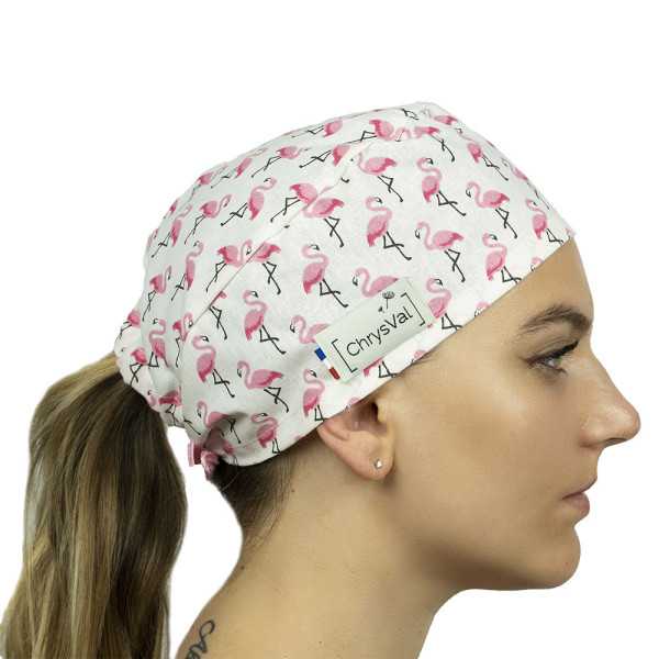 Medical Cap pink flamingos 100% coton Chrysval (211-215)