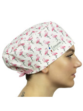 Calot médical long "Flamants rose" 100% coton CHRYSVAL (211-215) femme