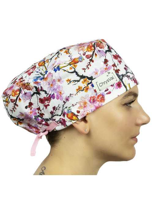 Gorra médica Azul flor de cerezo 100% algodón Chrysval (211-228)
