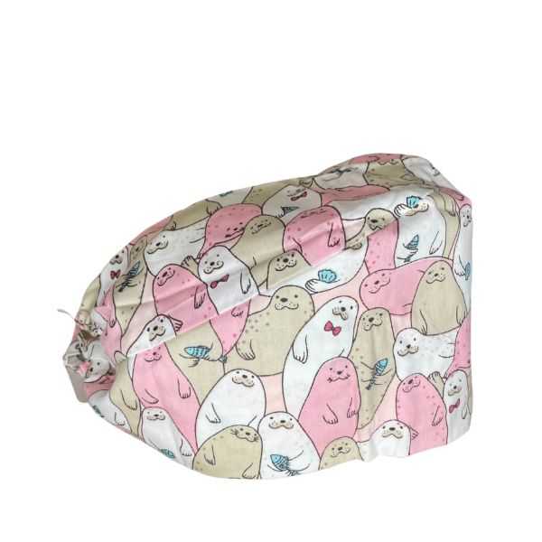Gorra médica "Flamencos rosados sobre fondo turquesa" (209-12035)