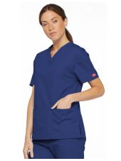 Women's V-Neck Medical Blouse, Dickies, 2 pockets, "EDS Signature" Collection (86706)
