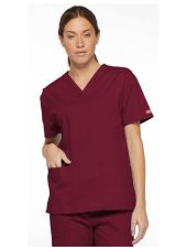Blusa médica de cuello en V para mujeres, Dickies, 2 bolsillos, Colección "EDS Signature" (86706)