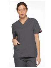 Women's V-Neck Medical Blouse, Dickies, 2 pockets, "EDS Signature" Collection (86706)