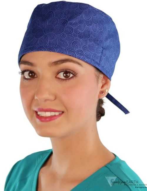 Medical cap "Blue flowers mandala" (210-8904)