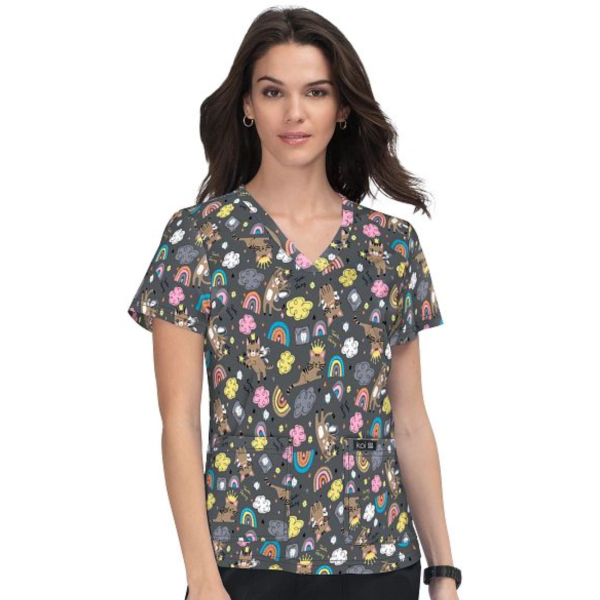 Bata médica femenina original "Snowman", Colección Koi (384PR-LBS)