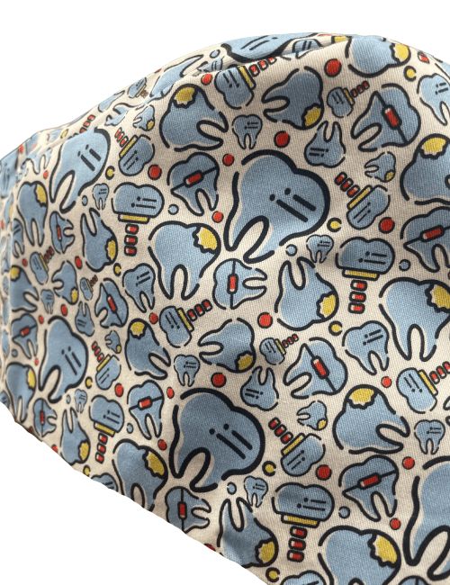 Gorra médica "Dientes de ninja sobre fondo azul caribeño" (209-22137)