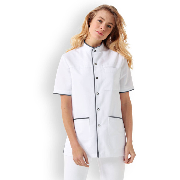 Blouse médicale Unisexe "Charlie", Clinic Dress blanc gris femme