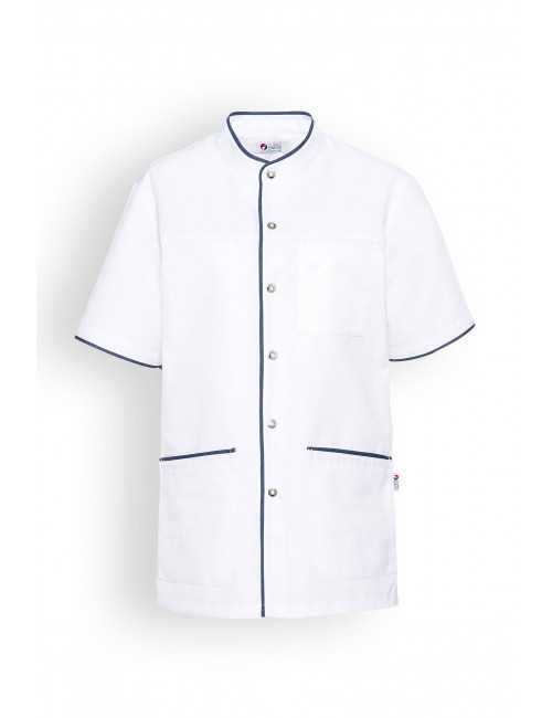 Blouse médicale Unisexe "Charlie", Clinic Dress blanc bleu jean face
