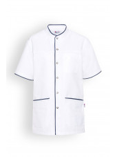 Blouse médicale Unisexe "Charlie", Clinic Dress blanc bleu jean face