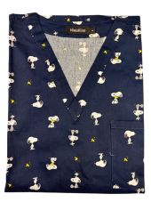 Blouse médicale imprimée Unisexe "Snoopy sur fond bleu marine" (72001)