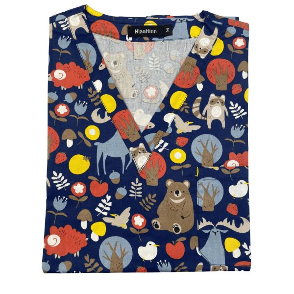 Unisex printed medical gown "Blue and gray bear" (62010)