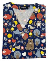 Unisex printed medical gown "Blue and gray bear" (62010)
