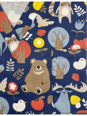 Blouse médicale imprimée Unisexe "Animaux de la forêt " (62014)