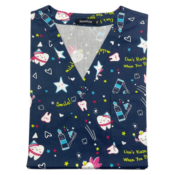 Blouse médicale imprimée Unisexe "Dents et étoiles " (62038)