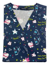 Blouse médicale imprimée Unisexe "Dents et étoiles " (62038)