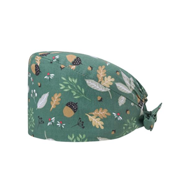 Medical cap "acorns and leaves on green background" (209-12021)