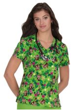 Blouse médicale originale Femme "Singe sur fond vert", (384PR-MKB)
