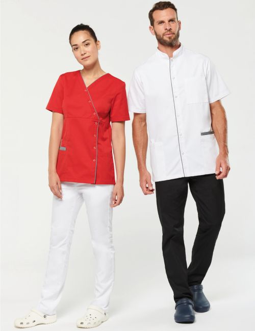 Blouse polycoton femme, avec boutons pressions (WK506)