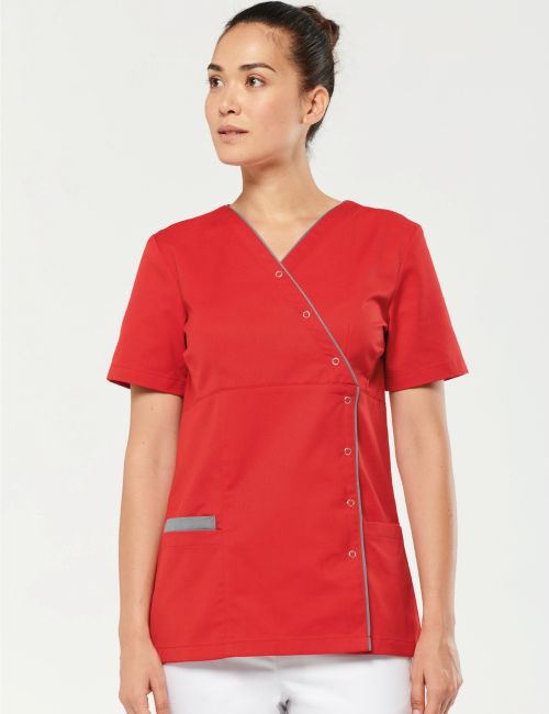Blusa de mujer de polialgodón, con botones a presión (WK506)