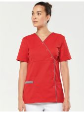 Blusa de mujer de polialgodón, con botones a presión (WK506)