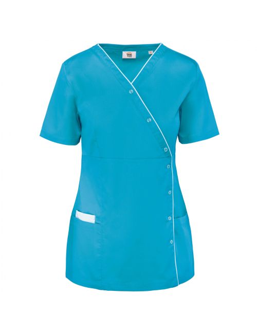 Blouse polycoton femme, avec boutons pressions (WK506)