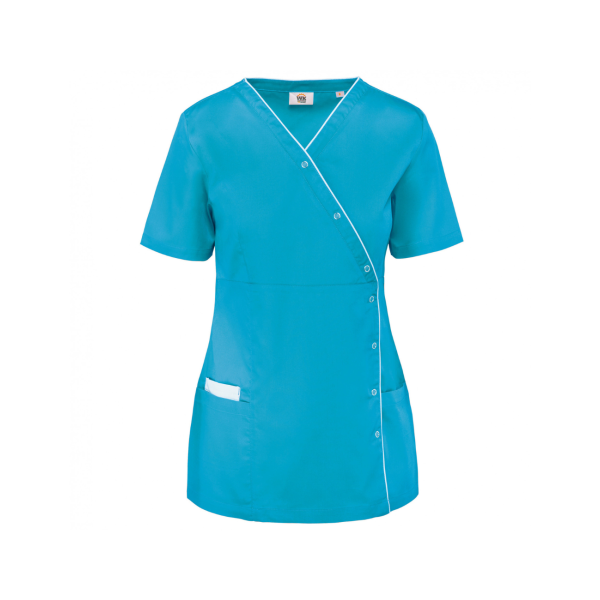 Blouse polycoton femme, avec boutons pressions (WK506)