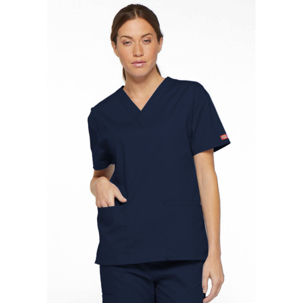 Blusa médica de cuello en V para hombres, Dickies, 2 bolsillos, Colección "EDS Signature" (86706)