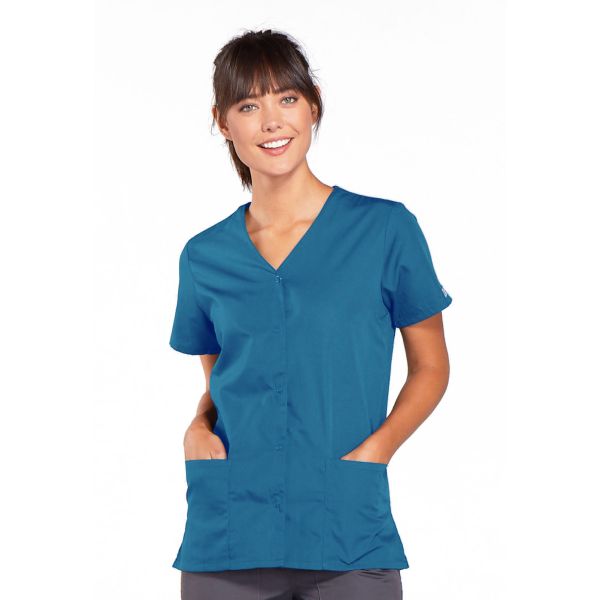 Blusa médica de mujer con botones de presión, Cherokee Workwear Originals (4770)