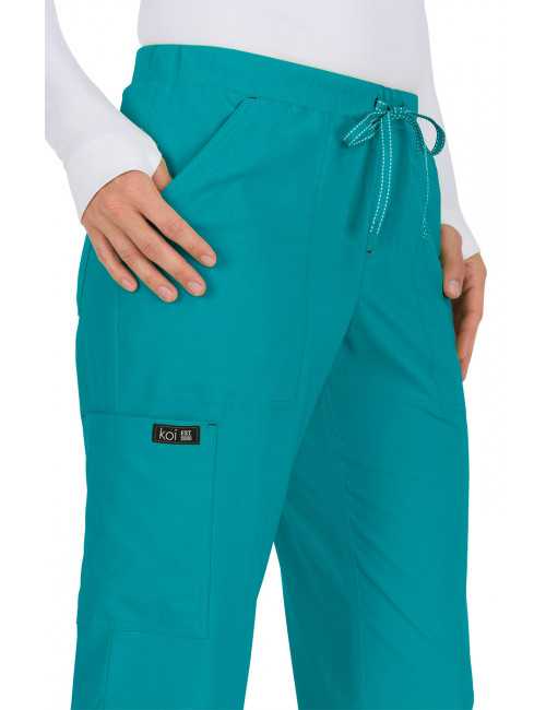 Pantalon médical Femme Koi "Holly", collection "Koi Basics" (731-) turquoise détail