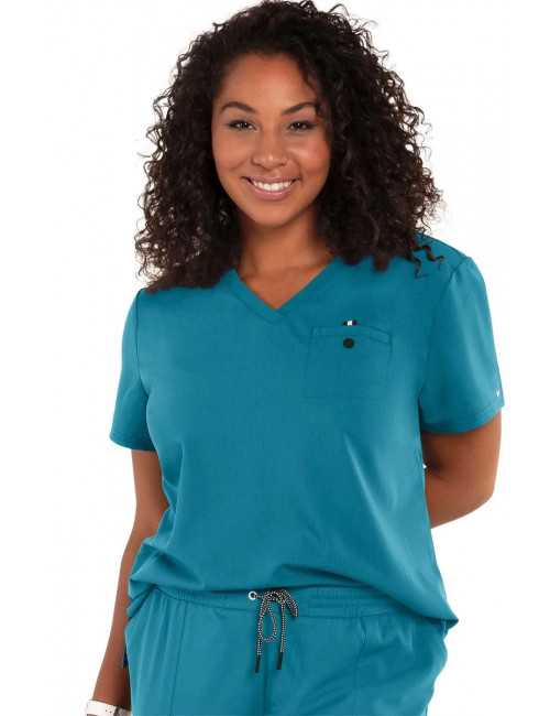 Blouse médicale Femme Koi "Ready to Work", collection Koi Next Gen (1010) teal blue face