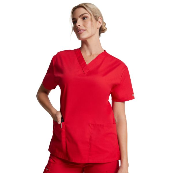 Blusa médica de cuello en V para mujeres, Dickies, 2 bolsillos, Colección "EDS Signature" (86706)