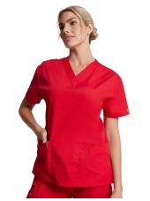 Blusa médica de cuello en V para mujeres, Dickies, 2 bolsillos, Colección "EDS Signature" (86706)
