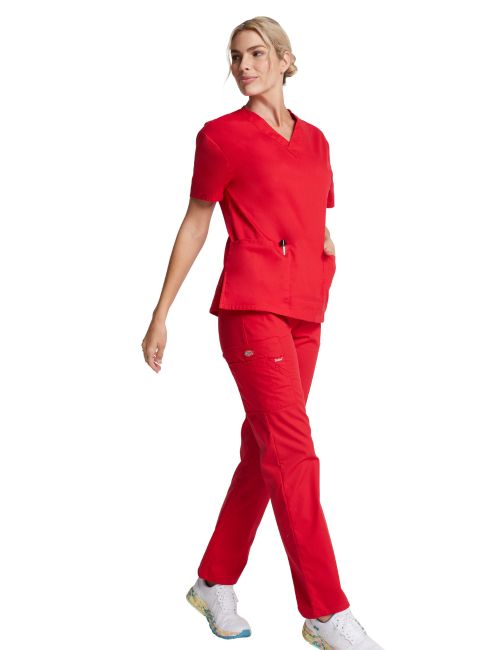 Blusa médica de cuello en V para mujeres, Dickies, 2 bolsillos, Colección "EDS Signature" (86706)