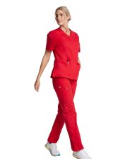 Blusa médica de cuello en V para mujeres, Dickies, 2 bolsillos, Colección "EDS Signature" (86706)