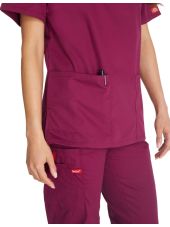 Blusa médica de cuello en V para mujeres, Dickies, 2 bolsillos, Colección "EDS Signature" (86706)