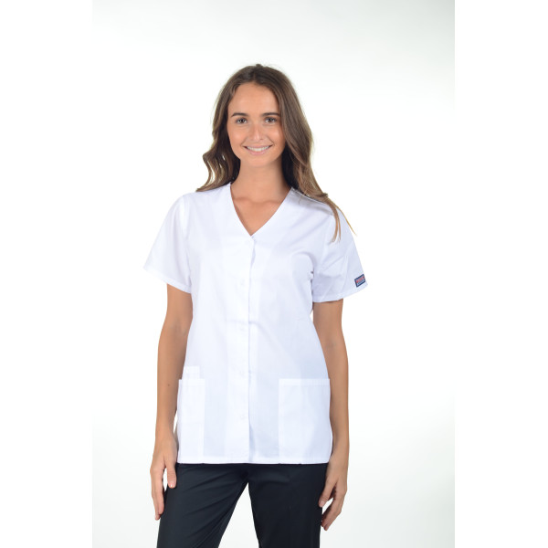Blouse médicale Femme boutons pression, Cherokee Workwear Originals (4770), couleur blanc vue face